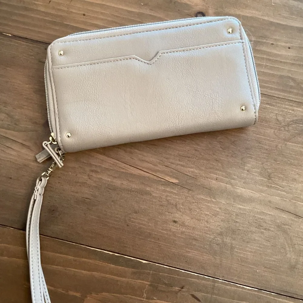 Mix No. 6 TAN ZIP AROUND FULL SIZE WALLET WRISTLET NEW